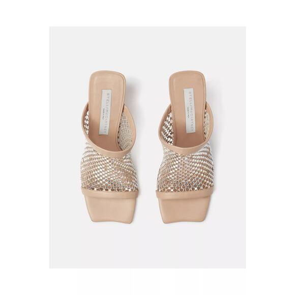 Stella McCartney Sandals Size 38 US 8 Nude Crystal Rhinestone Mesh Ramadan - Picture 1 of 16